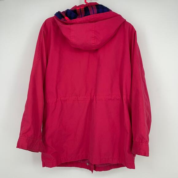 New Spirit Vintage Hot Pink Women's Rain Hooded Zip Up Overcoat Size Large - Picture 3 of 6
